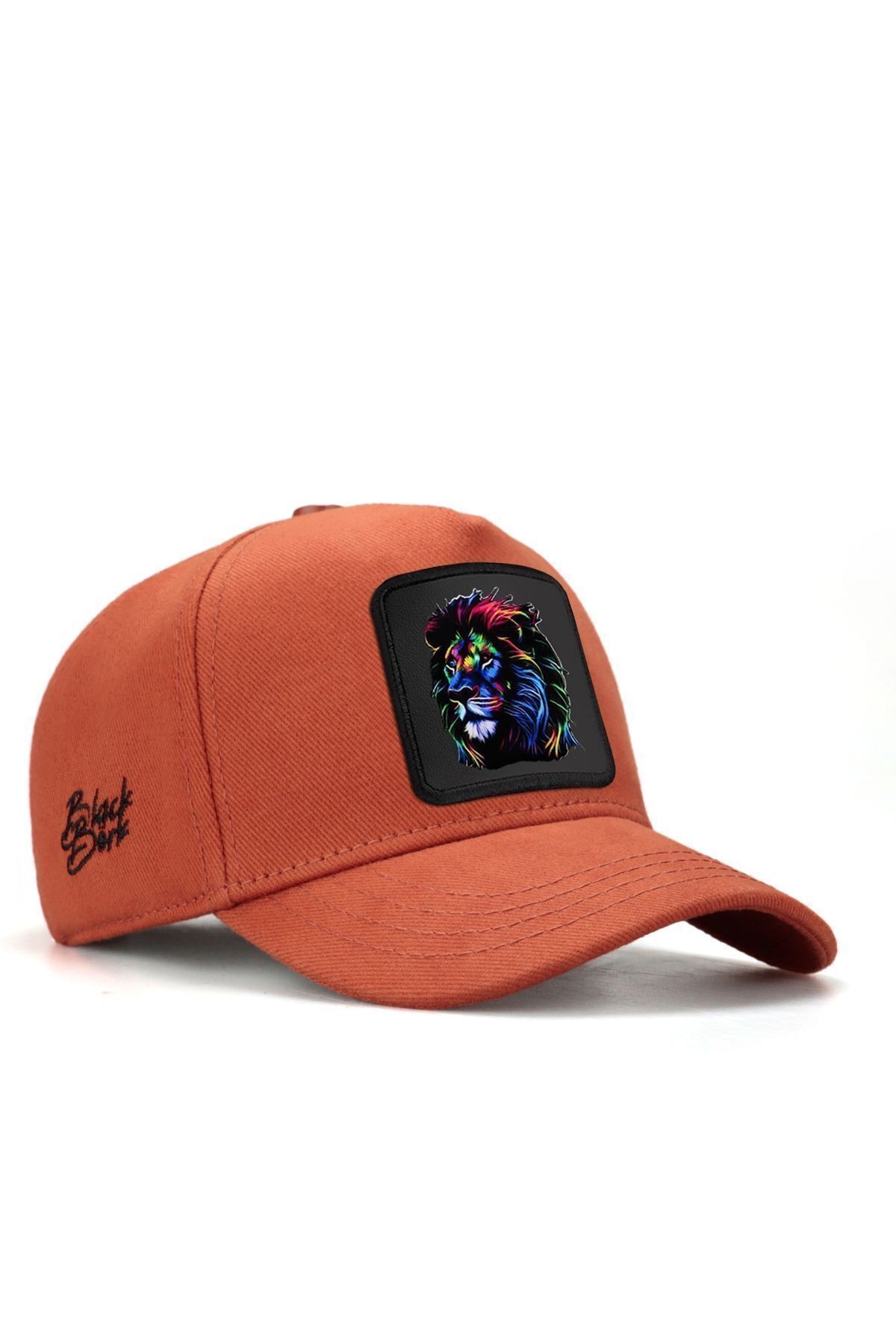 Brick-colored baseball cap for kids with lion logo