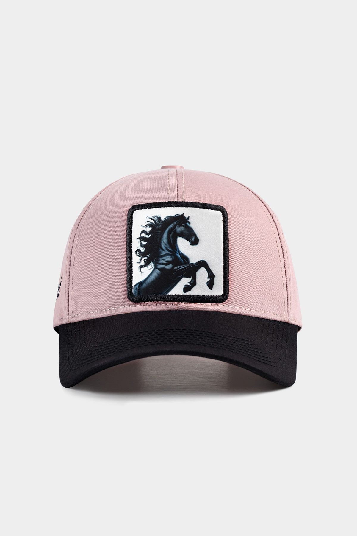 Gorra de béisbol negro-salmón Six con logo de caballo