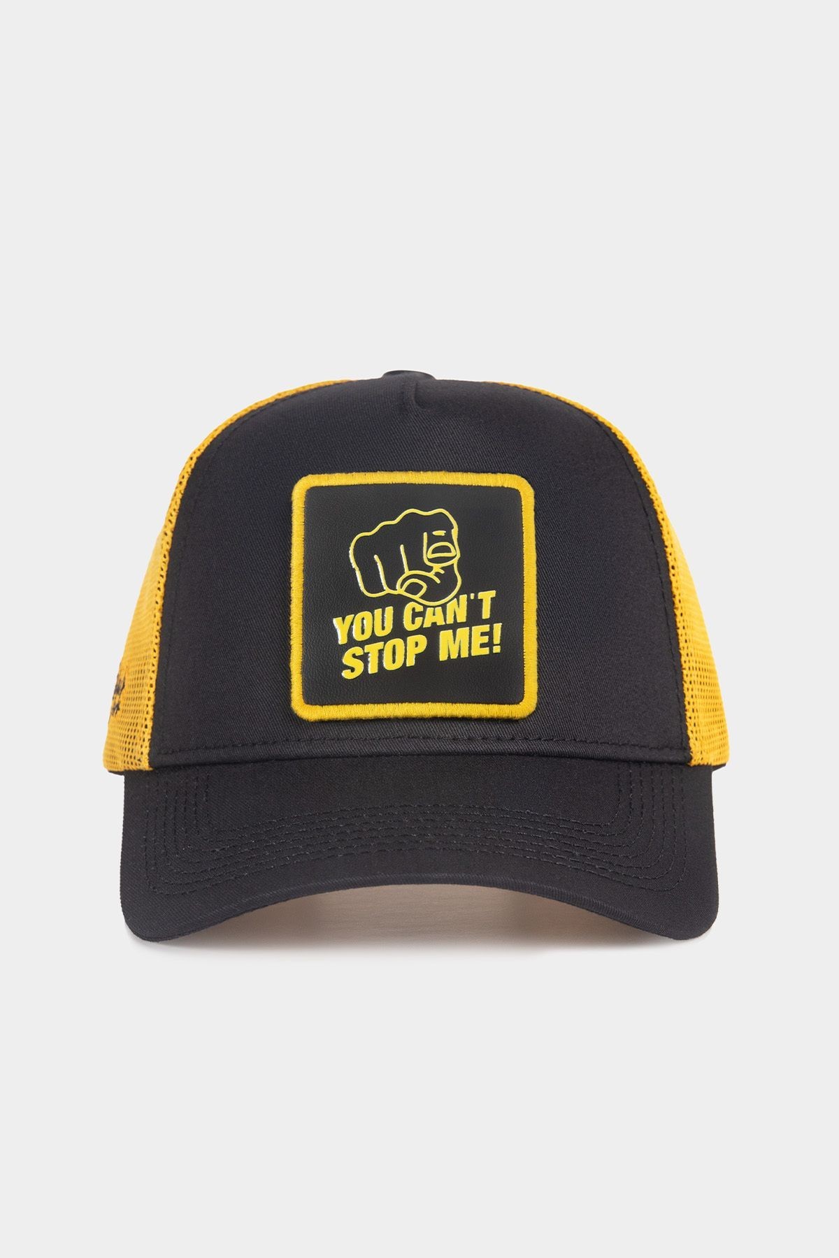 Gorra trucker negre-groc amb logo de You Can't Stop Me