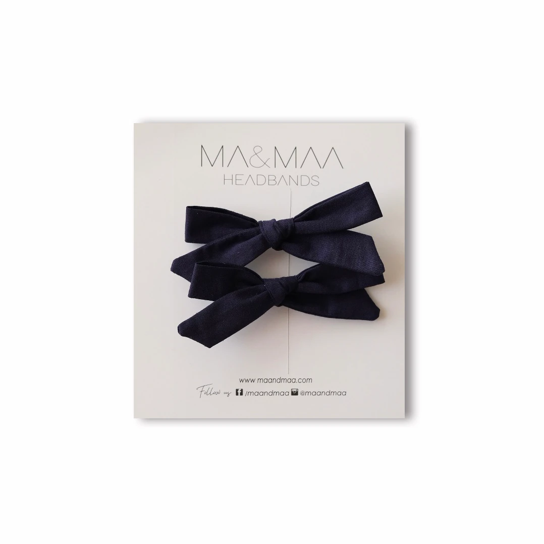 LACİVERT - Mini twist fiyonk toka seti