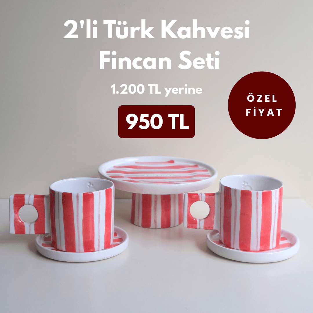 2'li Sade Türk Kahvesi Fincanı Seti