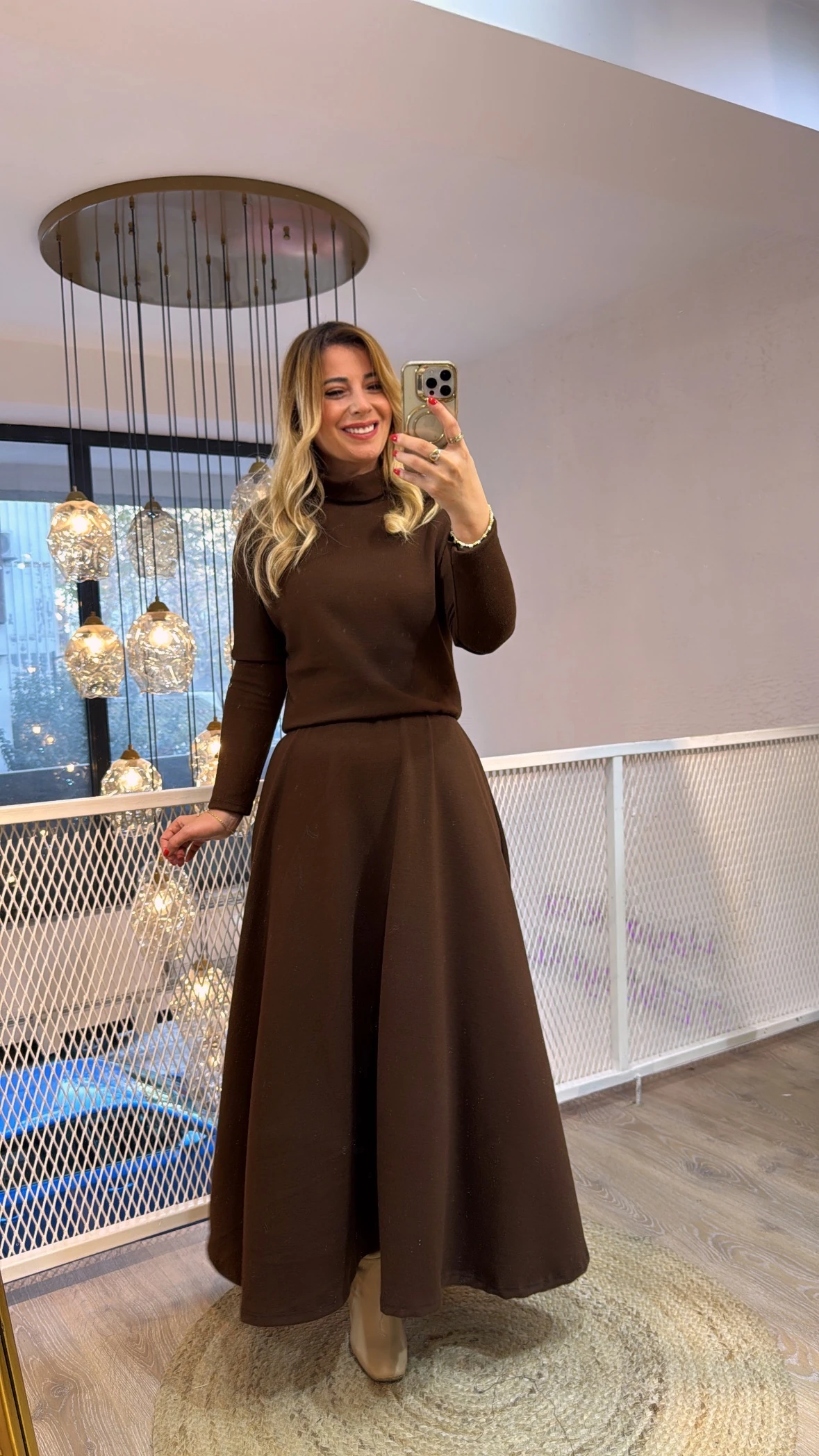 ACI KAHVE BALIKÇI YAKA TRİKO ELBİSE