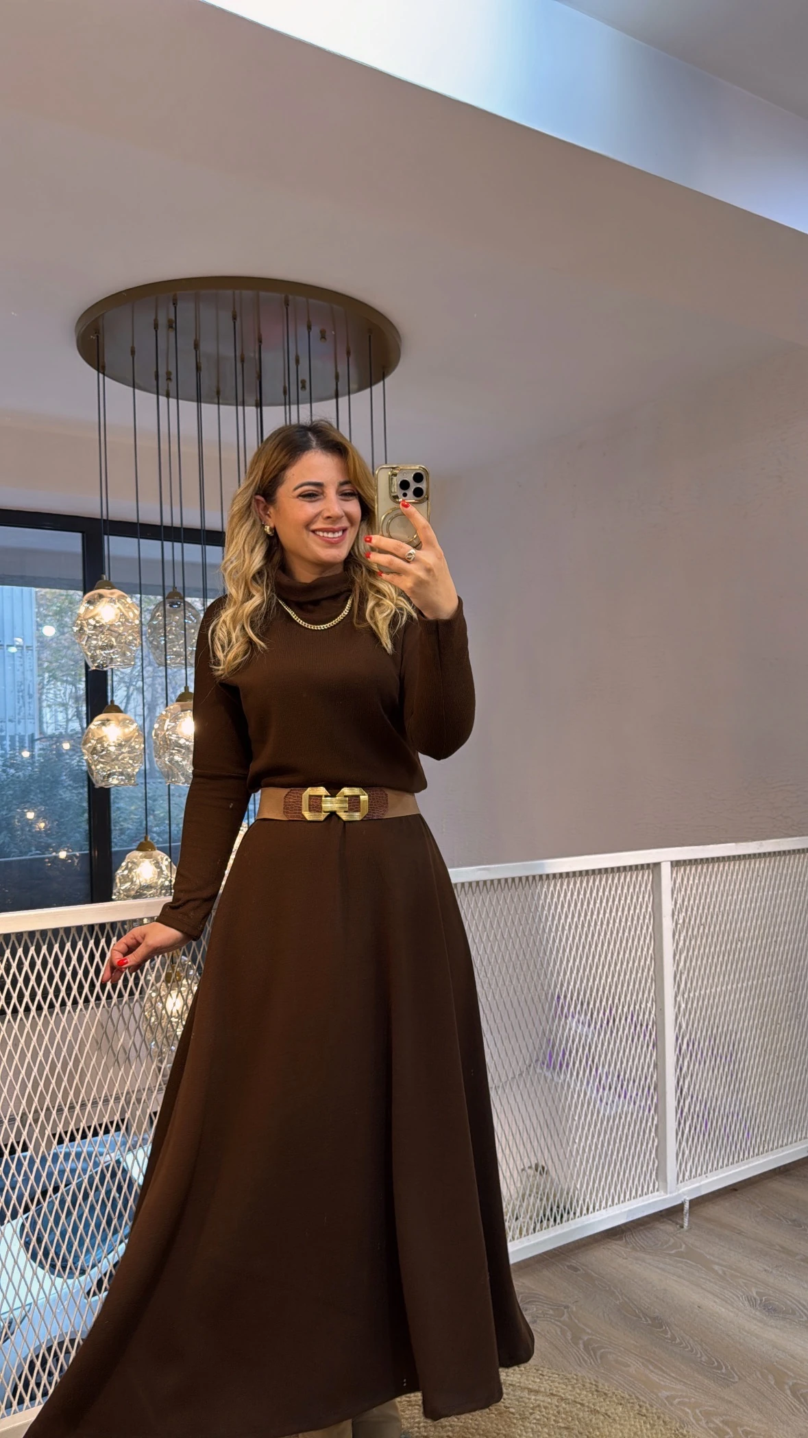 ACI KAHVE BALIKÇI YAKA TRİKO ELBİSE 5617