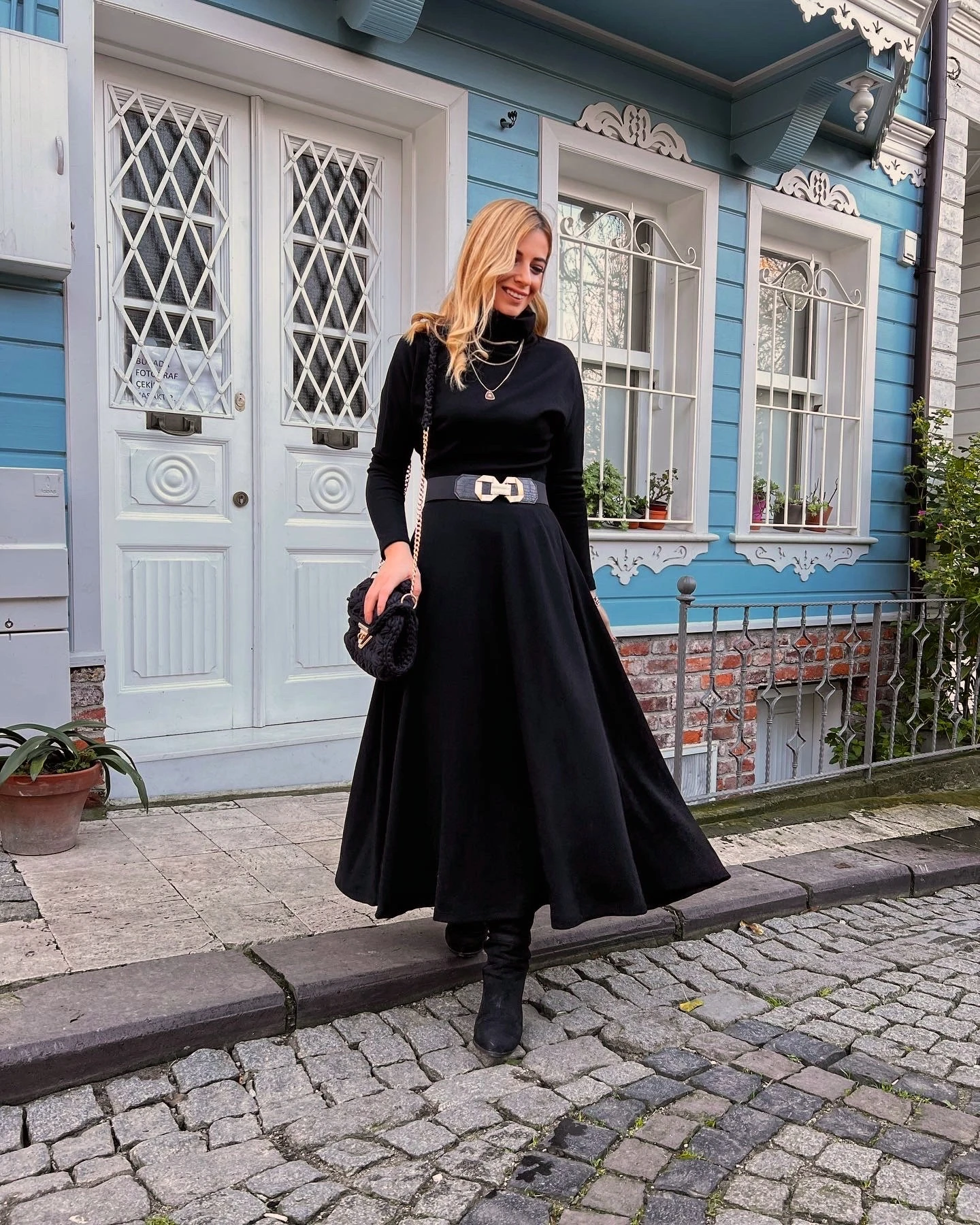 SİYAH TRİKO ELBİSE 489