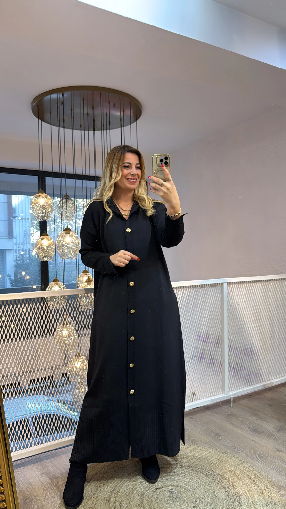 SİYAH MERSERİZE UZUN YAKALI HIRKA 7363