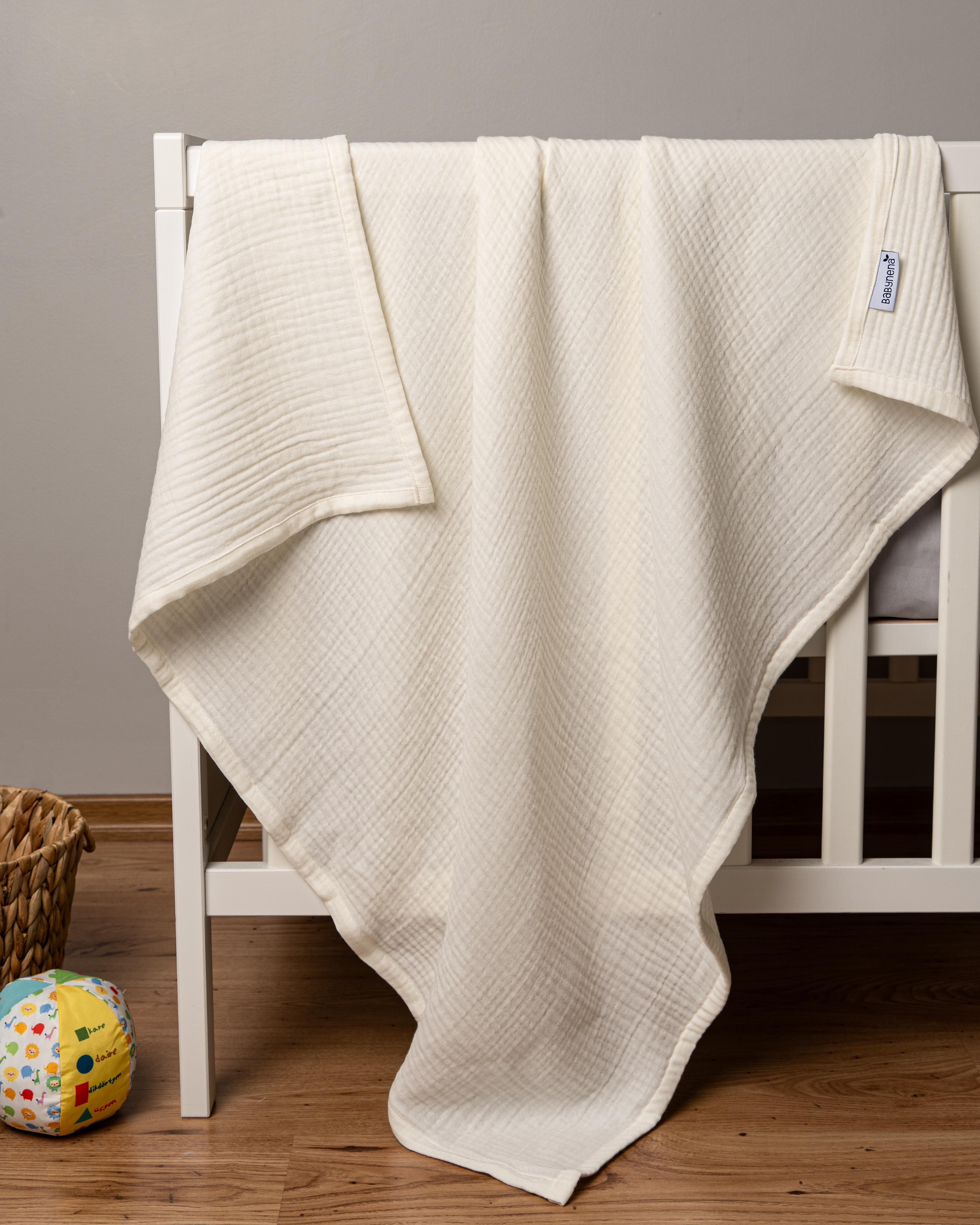 BABYNENA %100 Pamuk 4 Katlı Müslin Bebek & Çocuk Battaniyesi - 90x110 Cm - Ekru