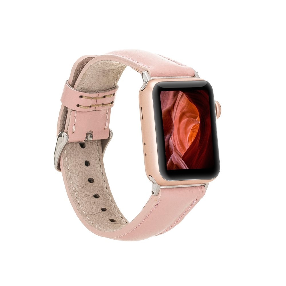 Apple Watch Uyumlu Deri Kordon 42-44-45mm NU2 Pembe