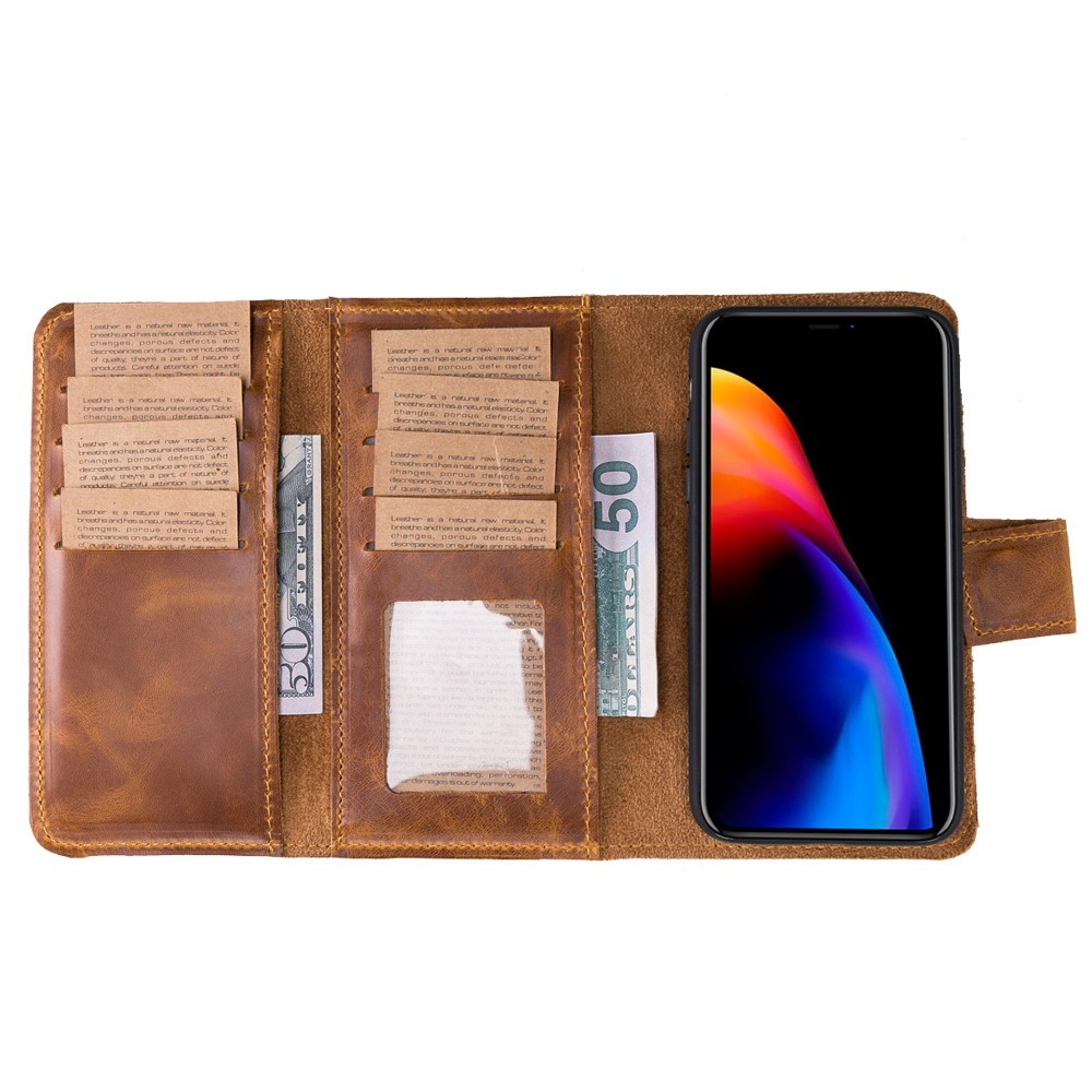 Apple iPhone XR Uyumlu Deri Cüzdanlı Kılıf Santa Taba