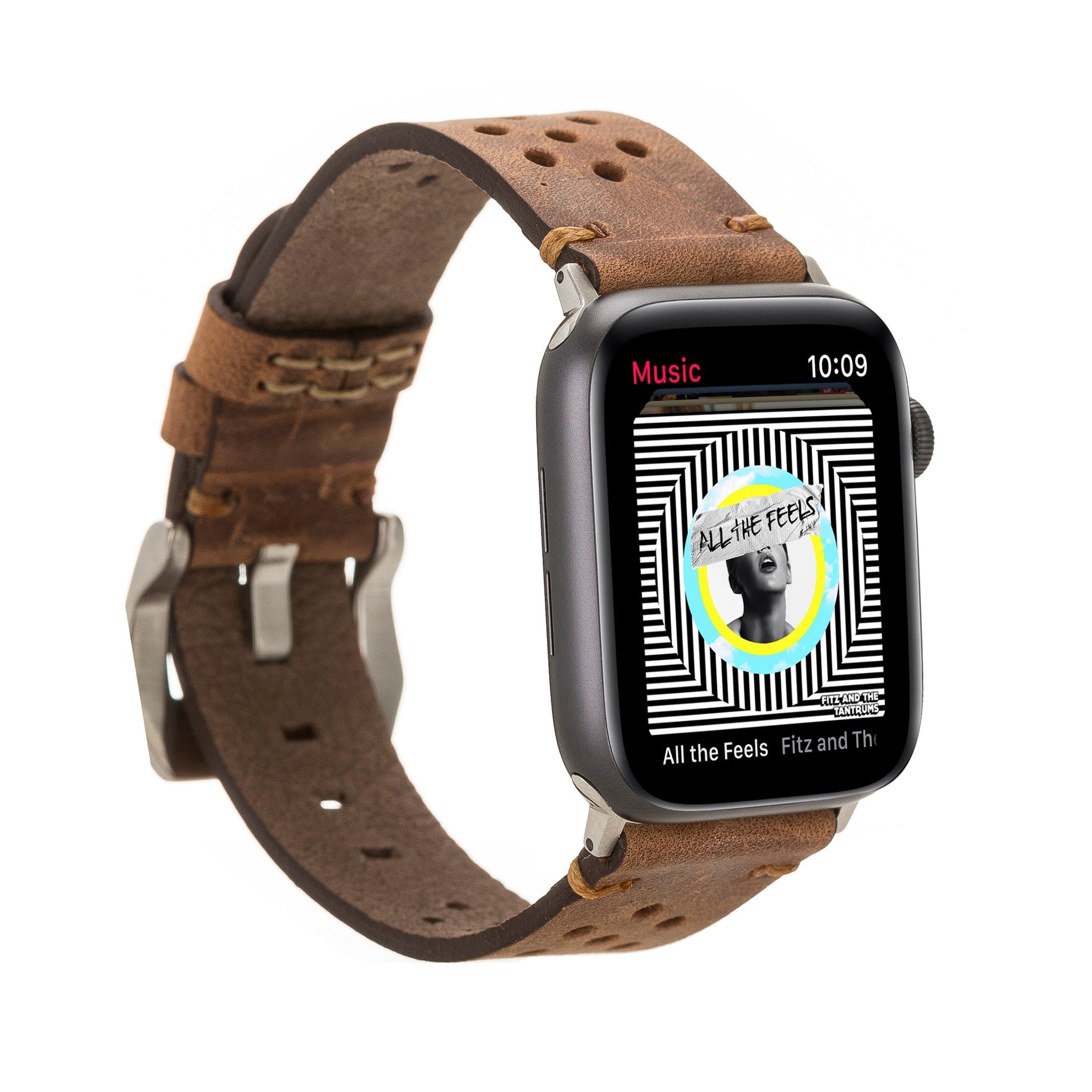 Apple Watch Uyumlu Deri Kordon Vigo 42-44-45mm G2 Kahve