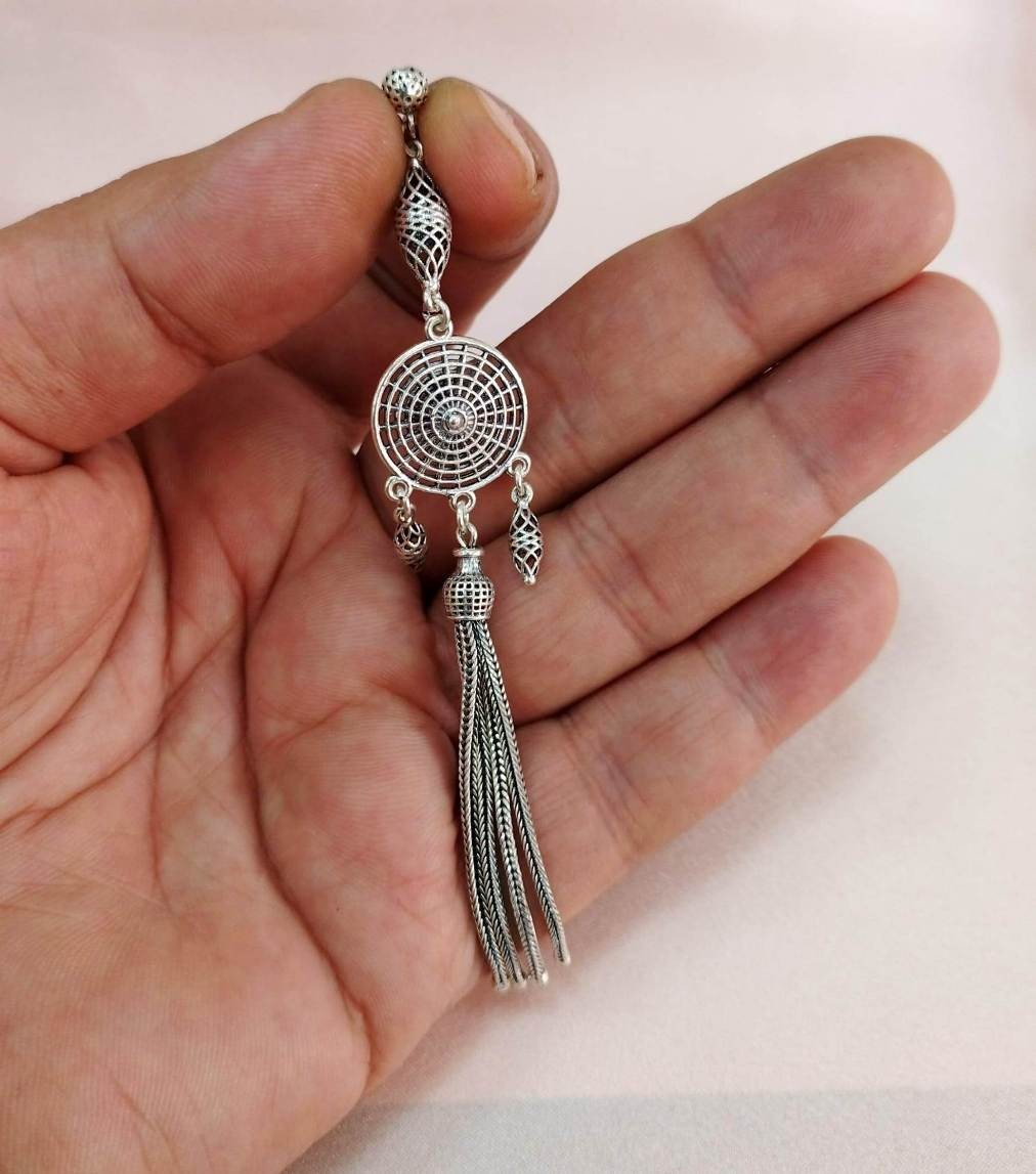 Sancak Model 925 Ayar Gümüş Tesbih Püskülü 10,5 cm