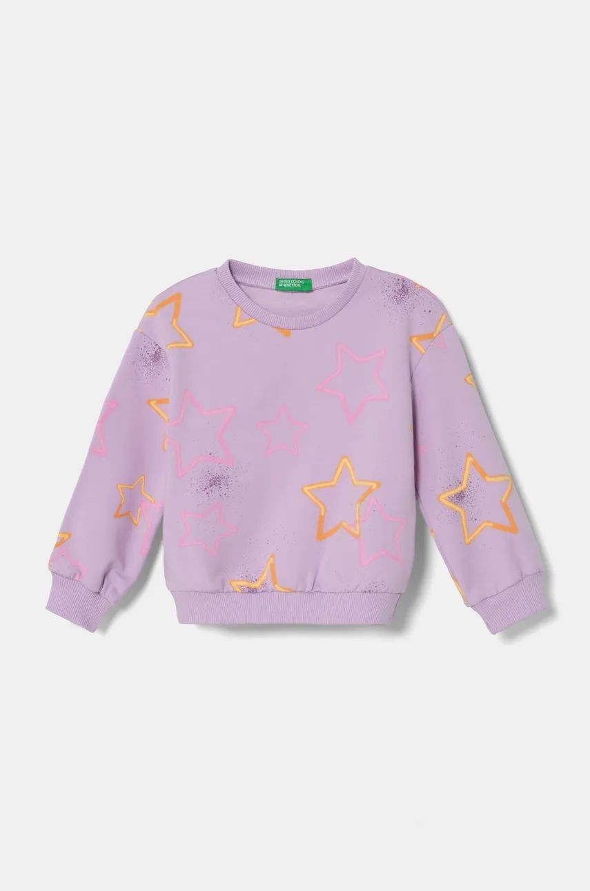 Kız Çocuk Lila Yıldız Desenli Bisiklet Yaka Sweatshirt 12-18 Ay