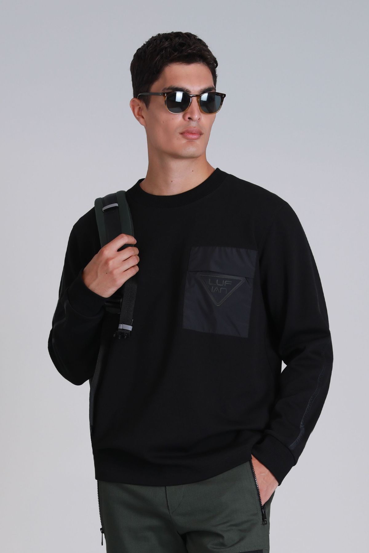 Techno Erkek Sweatshirt Siyah