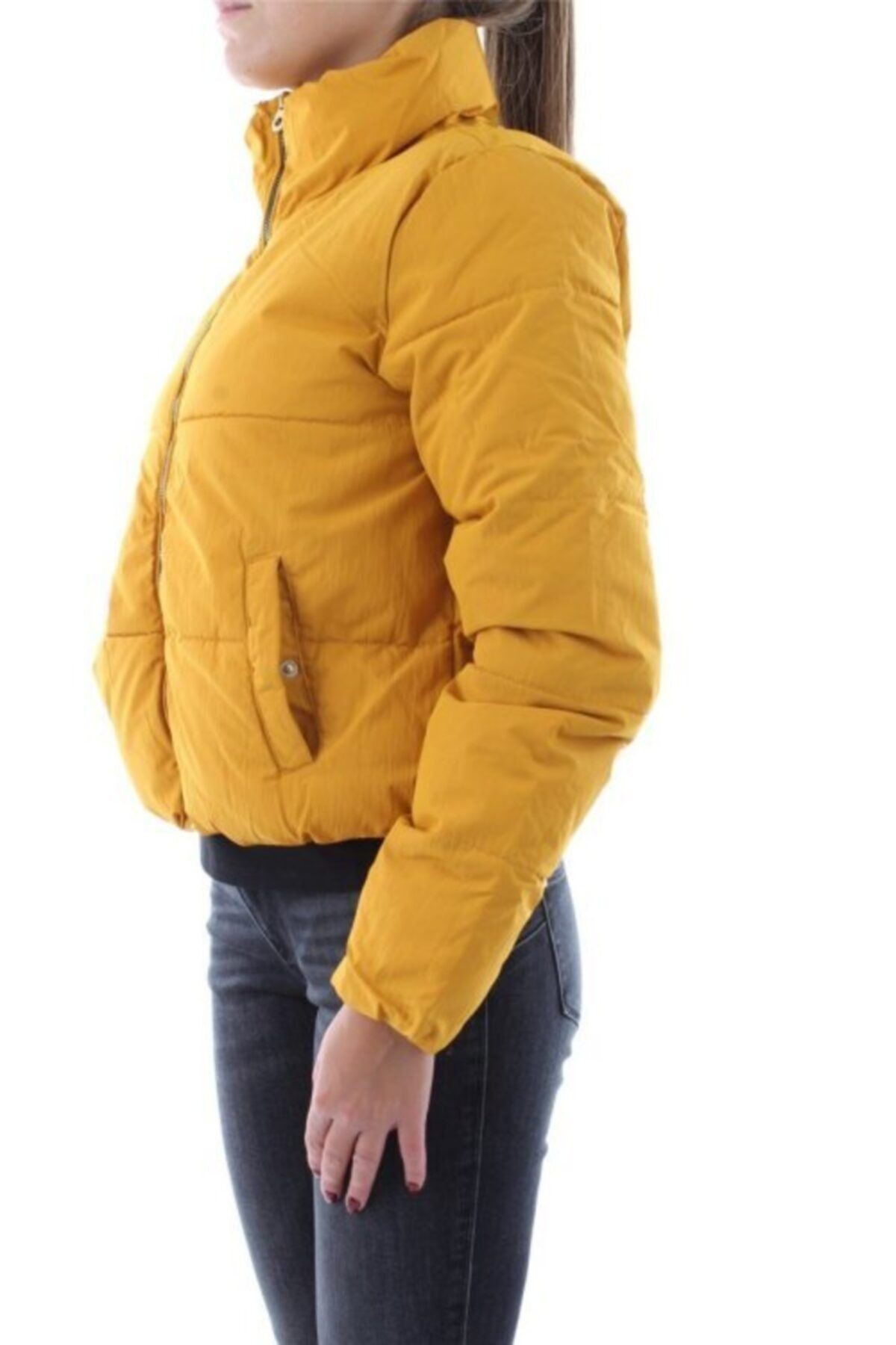 Bayan Onldolly Short Puffer Kışlık Mont - Sarı