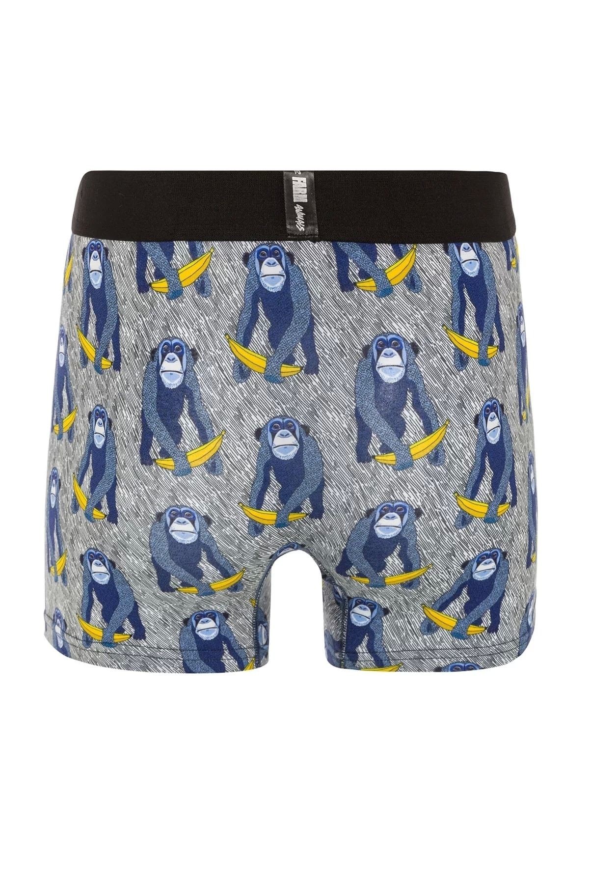 Monkey Banana Bue Desenli Boxer