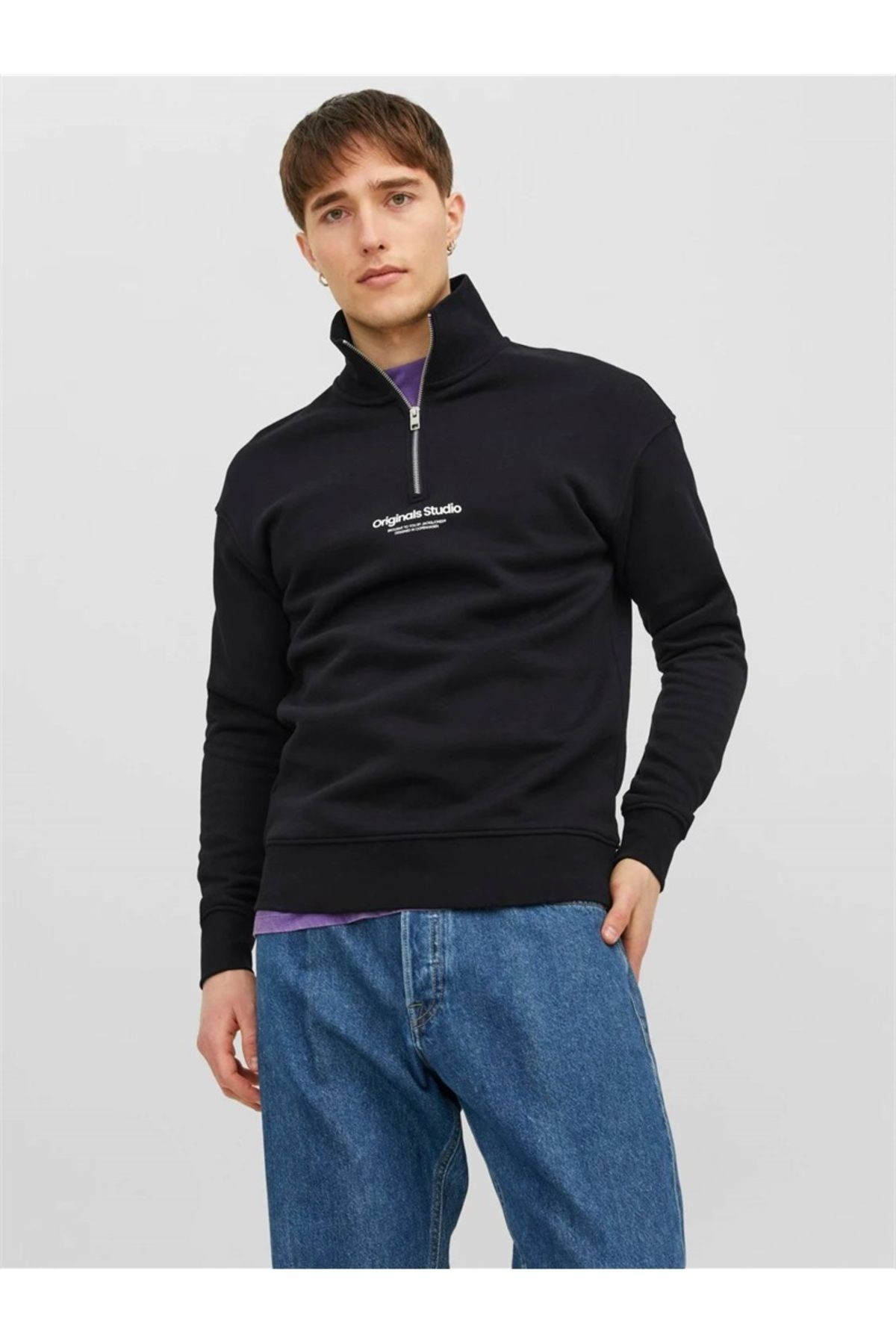 12241777 Jorvesterbro Sweat Quarter Zıp Hn Sn Erkek Sweat Black