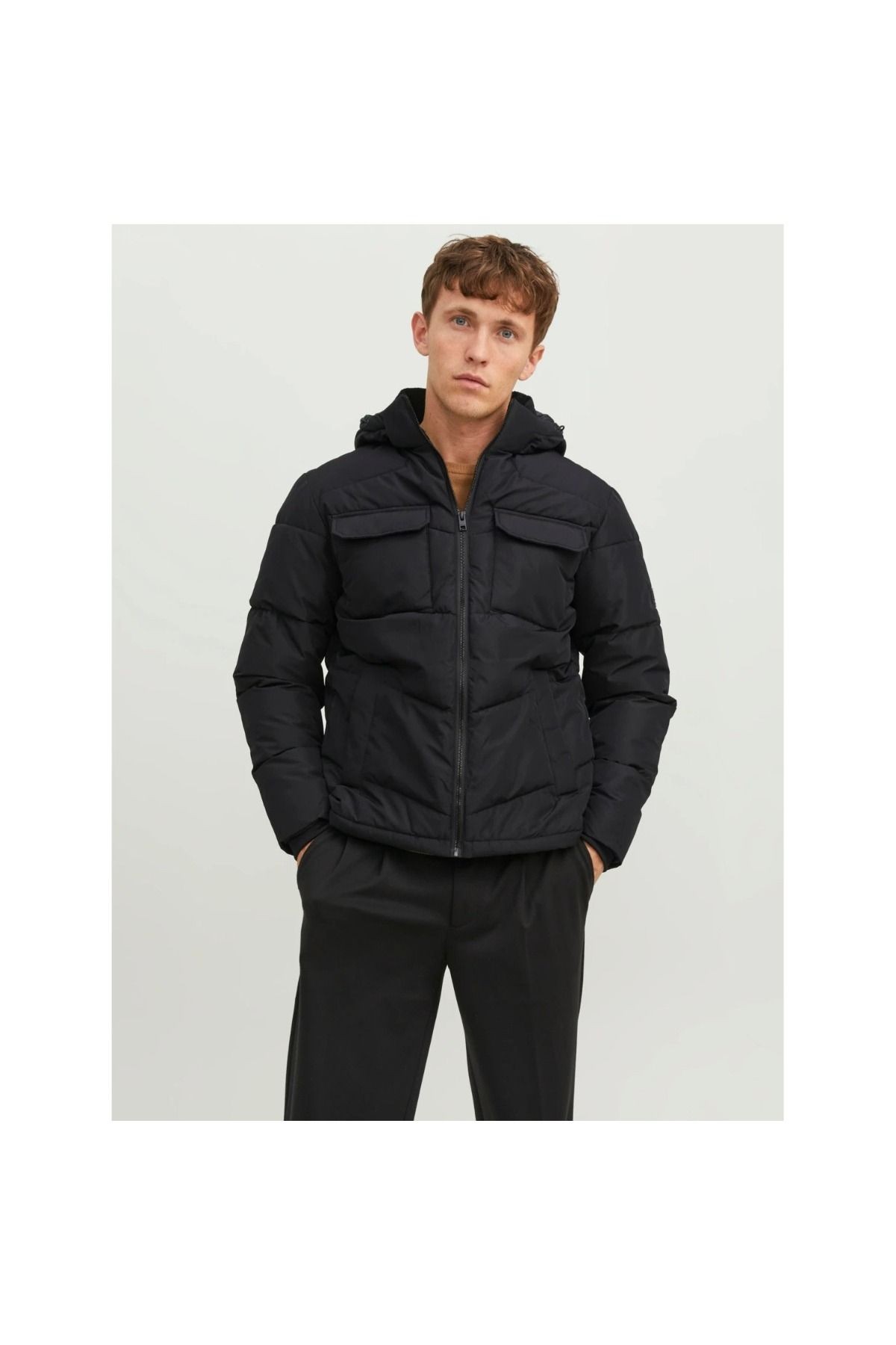 Jack&jones Mason Puffer Erkek Siyah Kapüşonlu Mont