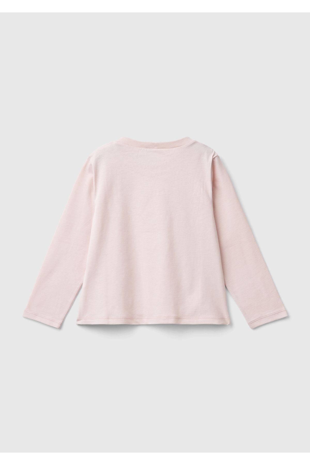 Kız Çocuk Toz Pembe Su Bazlı Parlak Baskılı Normal Kesim Uzun Kollu T-Shirt - toz pembe