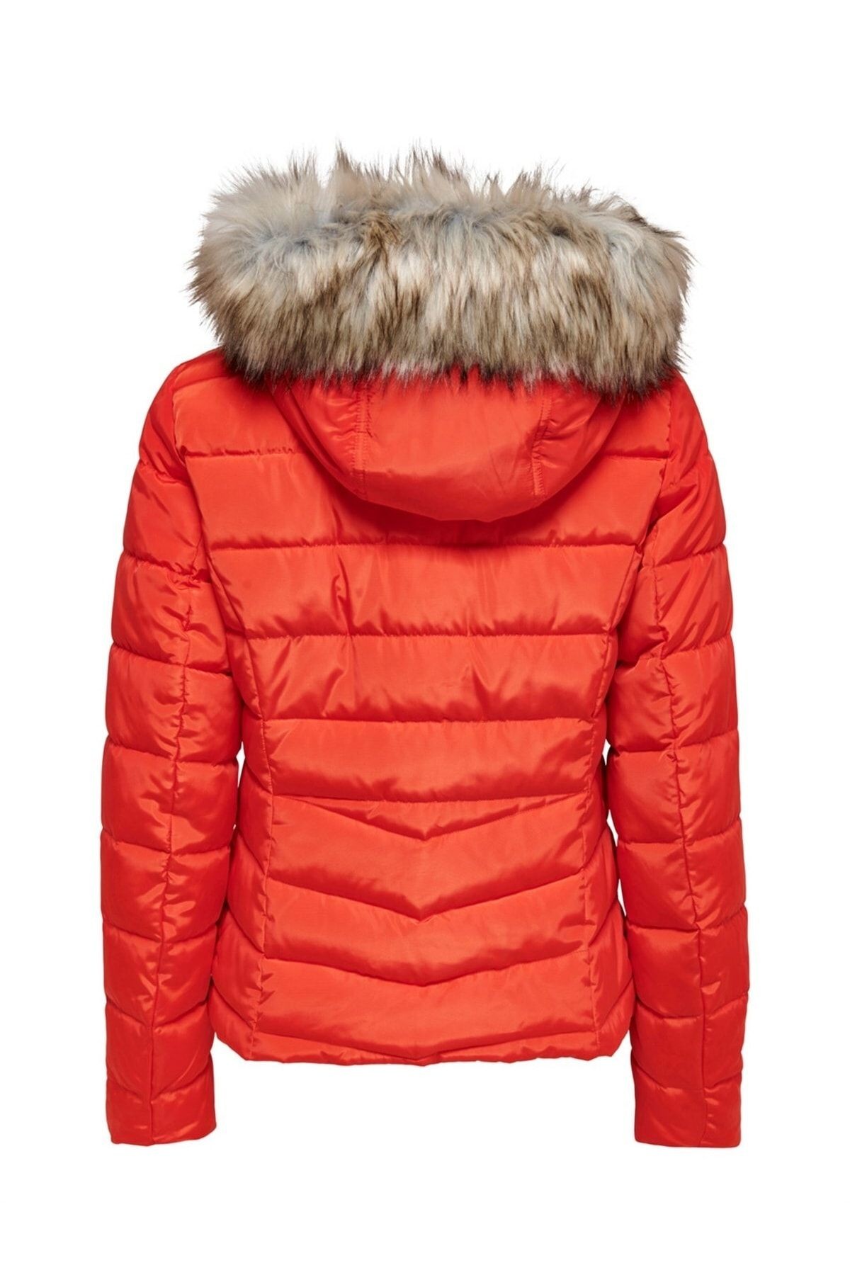 15158943 Onlnewellan Quilted Hood Jacket Cc Otw Kadın Mont Red Alert