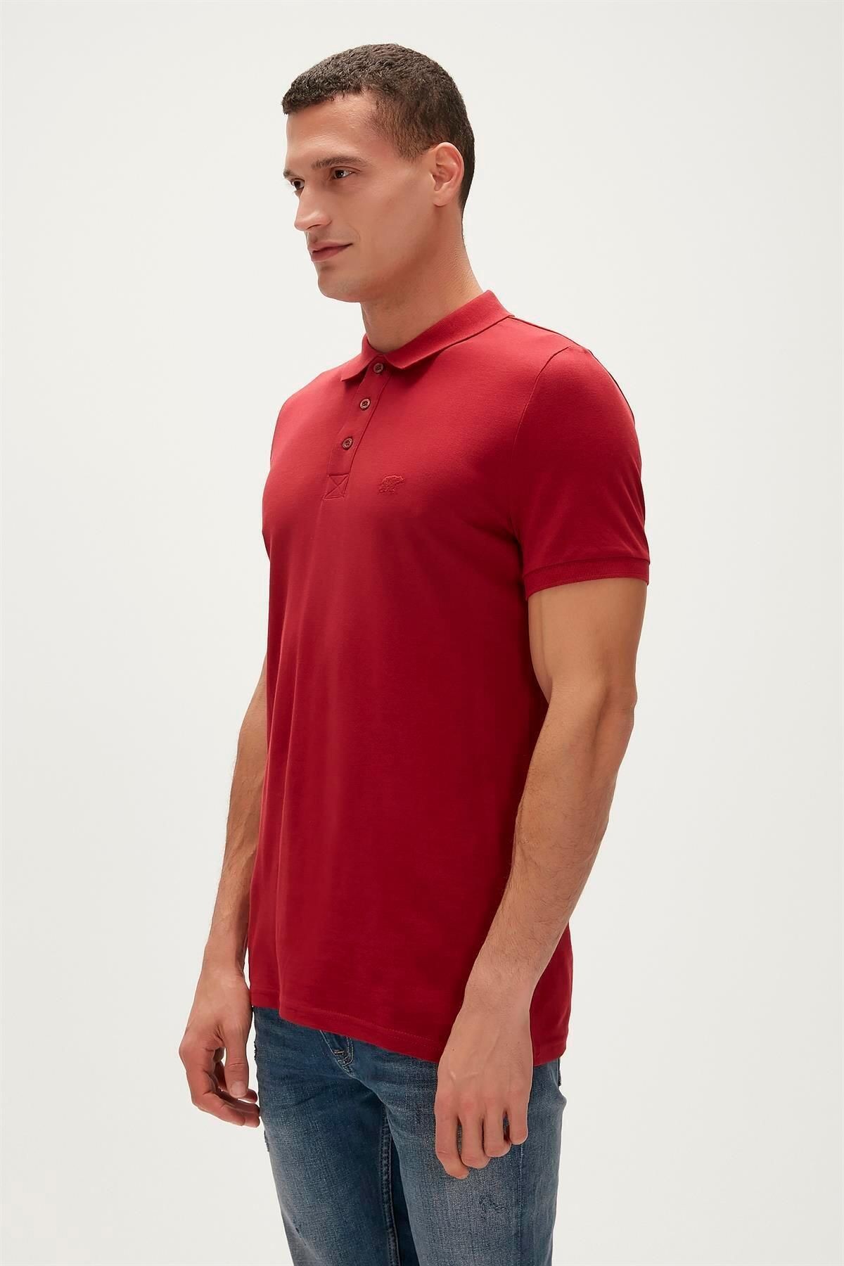 Stark Bordo Polo Yaka Erkek T-shirt