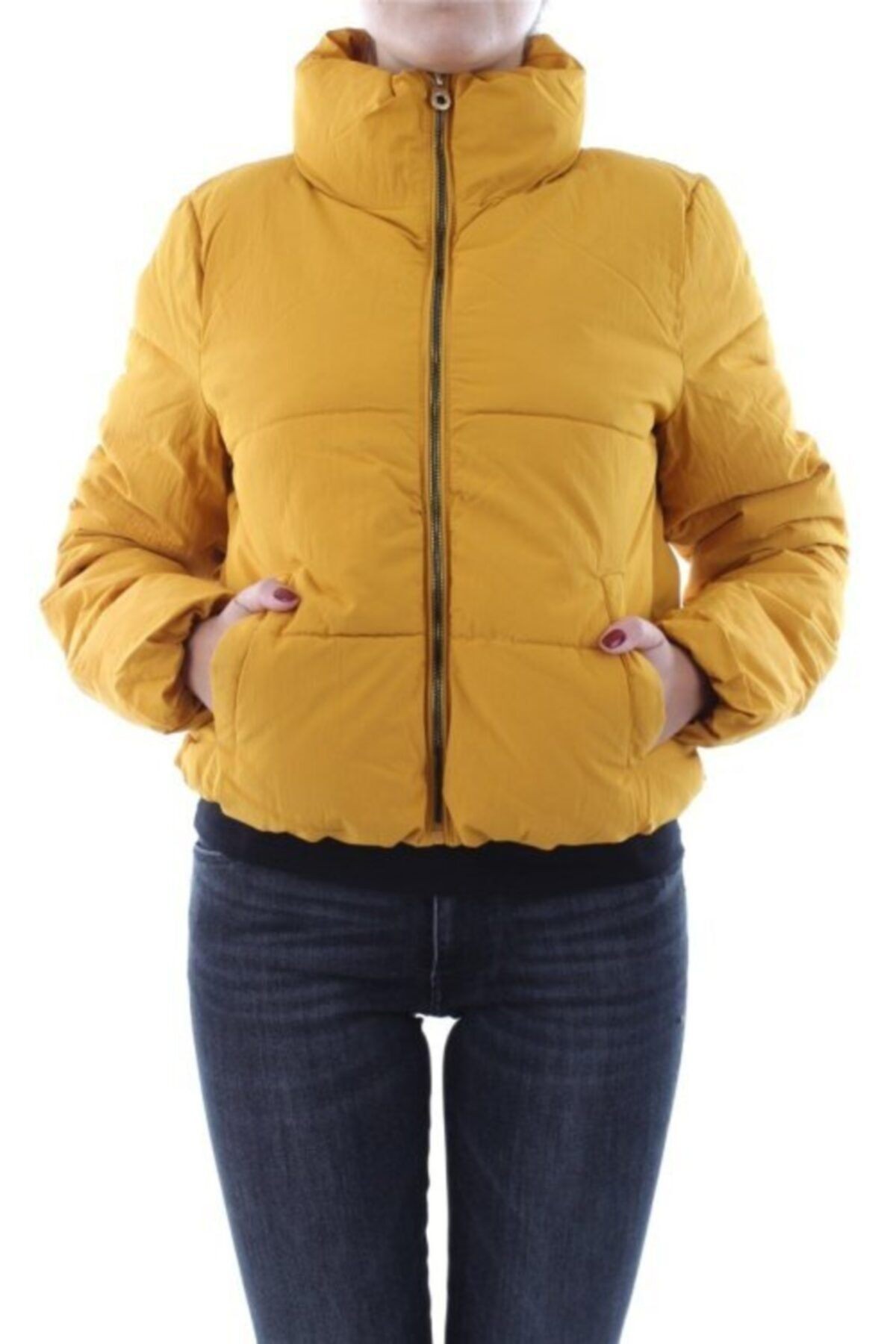 Bayan Onldolly Short Puffer Kışlık Mont - Sarı