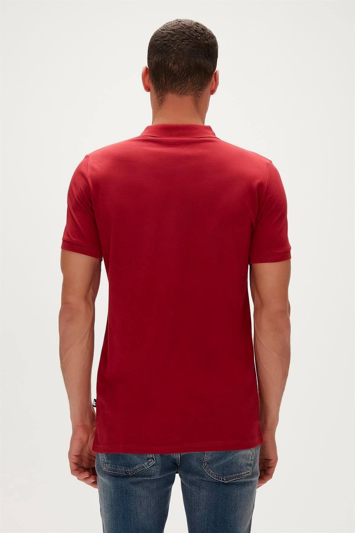 Stark Bordo Polo Yaka Erkek T-shirt