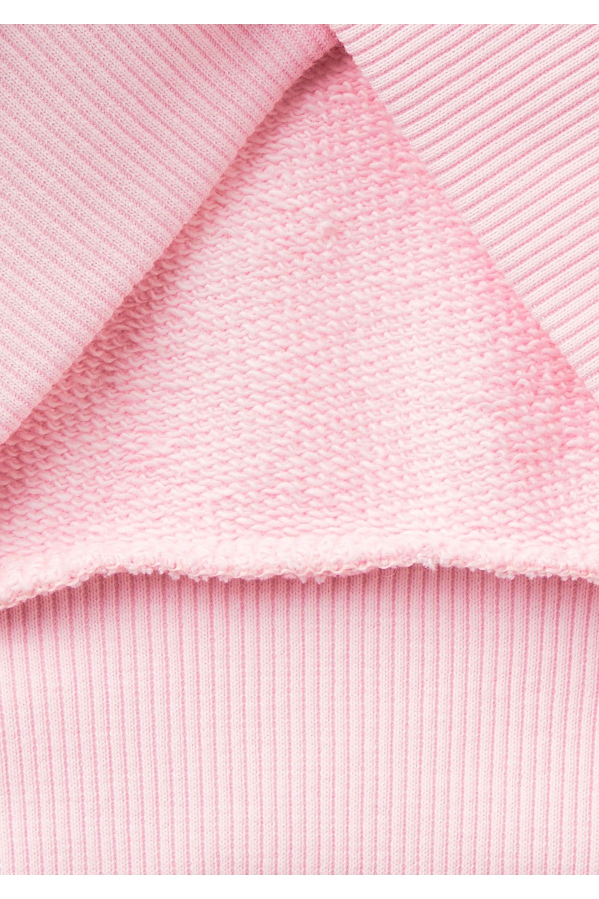 Kız Çocuk Açık Pembe Parıltılı Logo Baskılı Fermuarlı Cepli Yüksek Yaka Sweatshirt - açık pembe