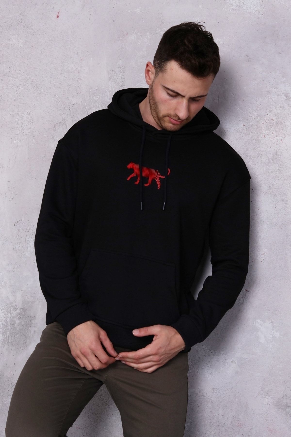 Erkek Midi Baskılı Hoodie