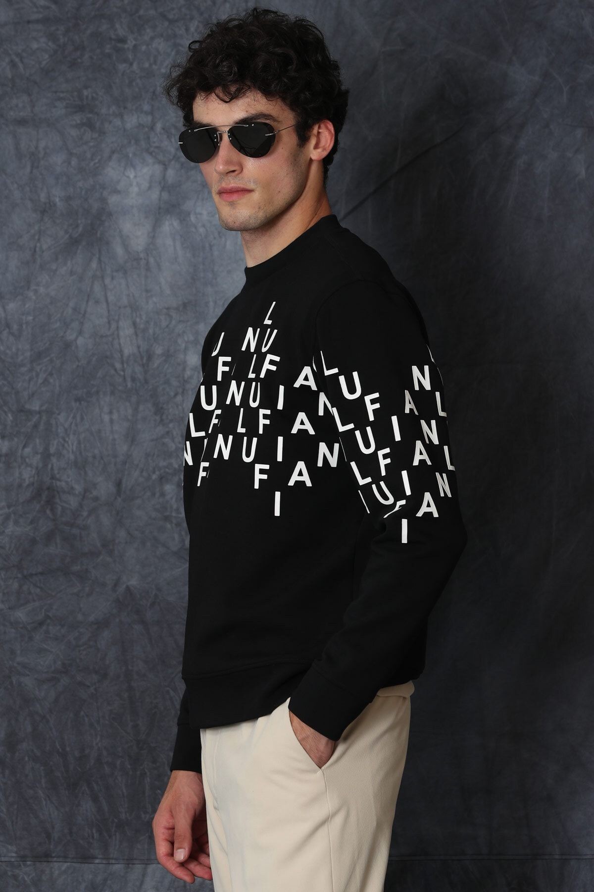 Rose Erkek Sweatshirt Siyah