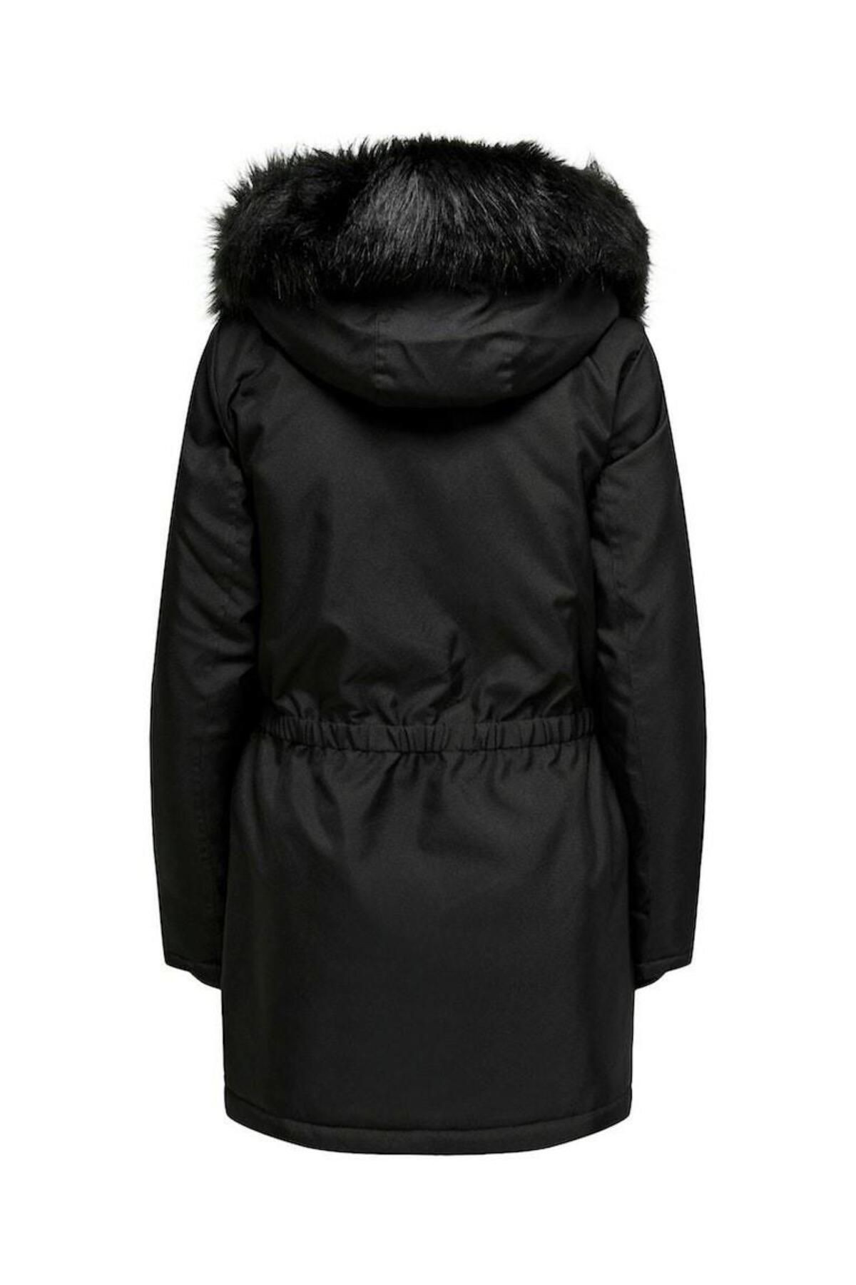 15304625 Only Onlırıs Fur Wınter Parka Cc 2023 Otw Kadın Mont Black/BLACK FUR