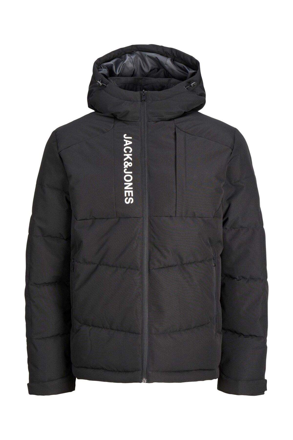 12239001 Jack & Jones Jcootıs Puffer Sn Erkek Mont Black/PRINT