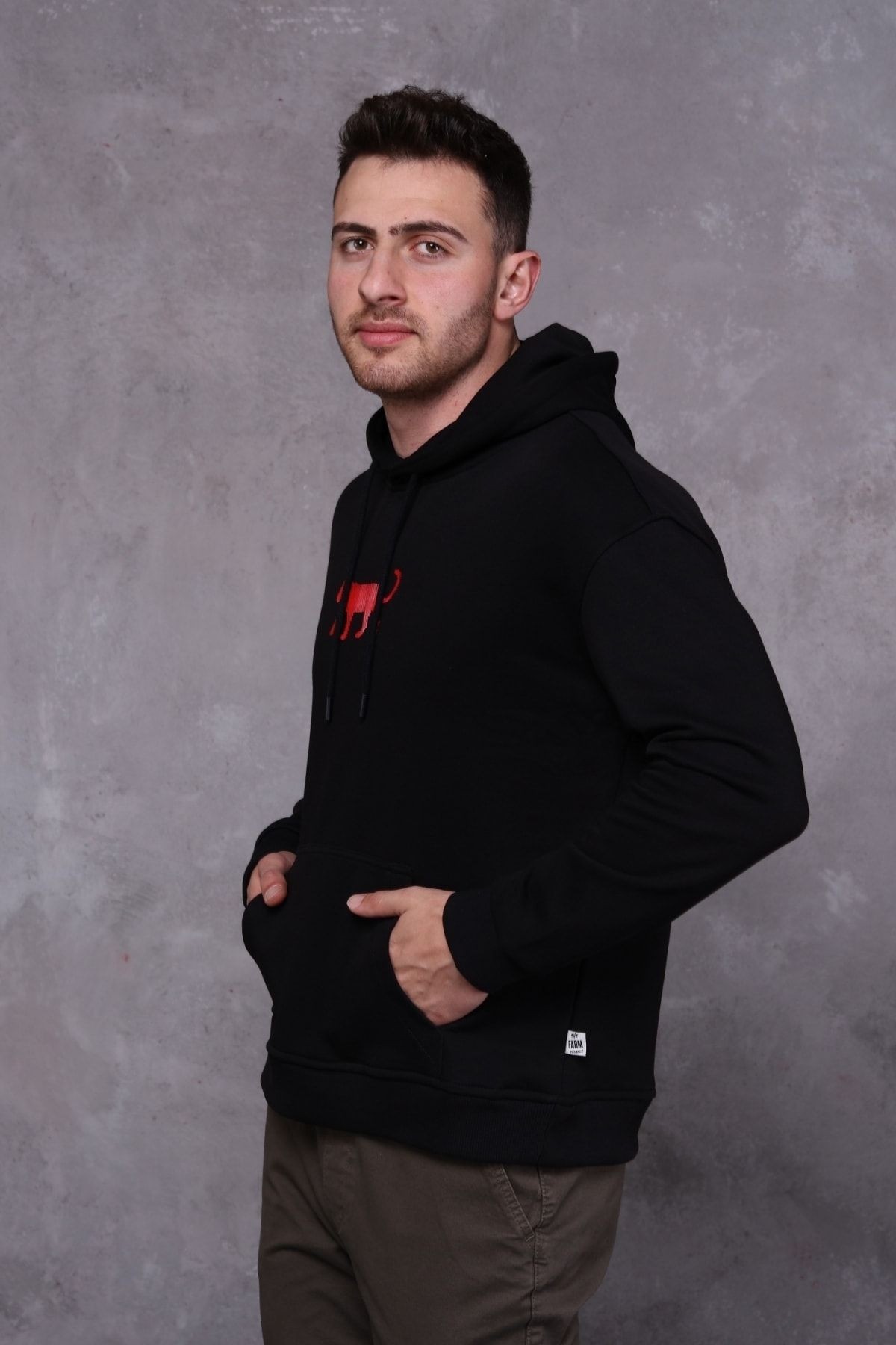 Erkek Midi Baskılı Hoodie