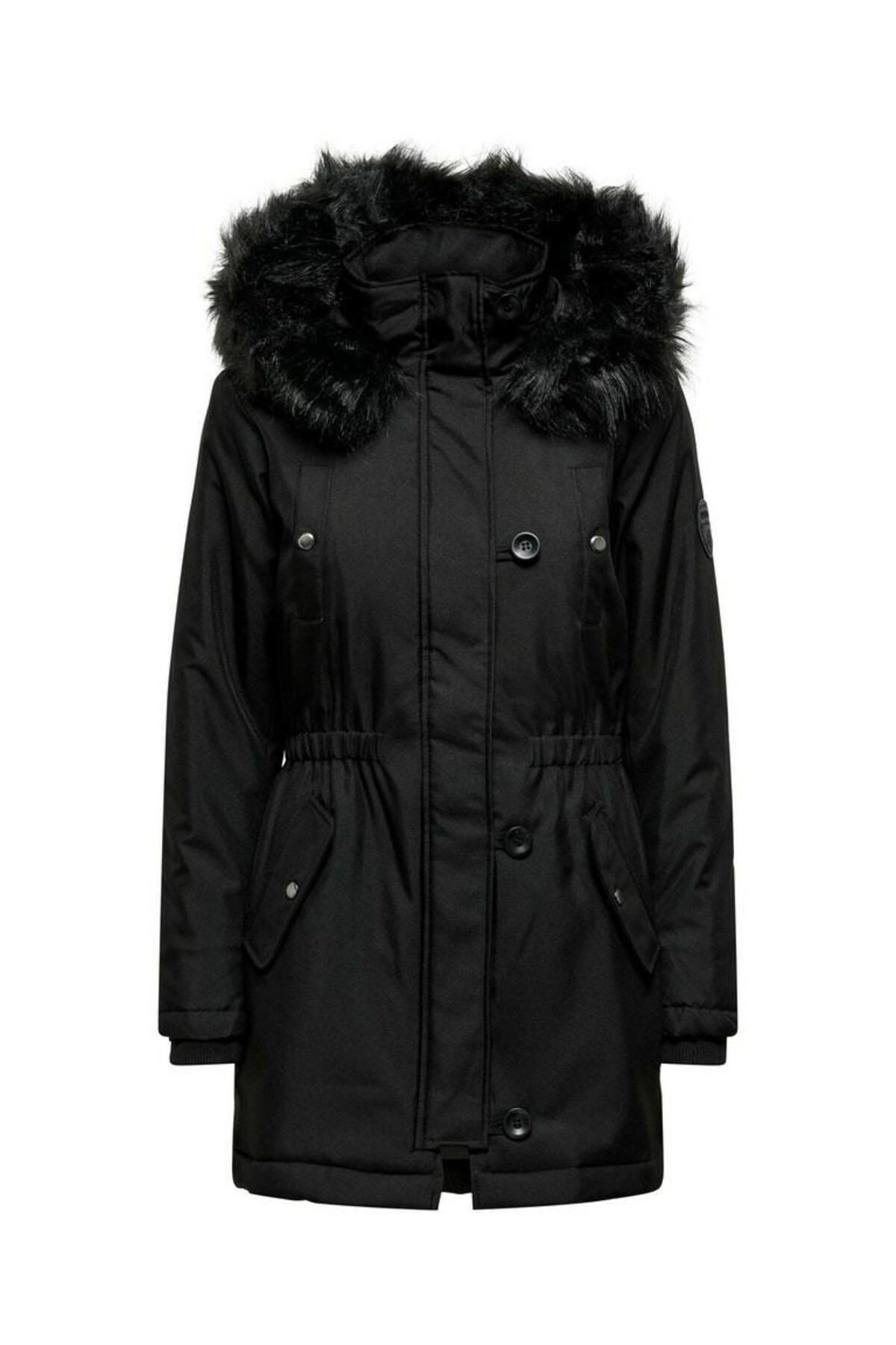 15304625 Only Onlırıs Fur Wınter Parka Cc 2023 Otw Kadın Mont Black/BLACK FUR