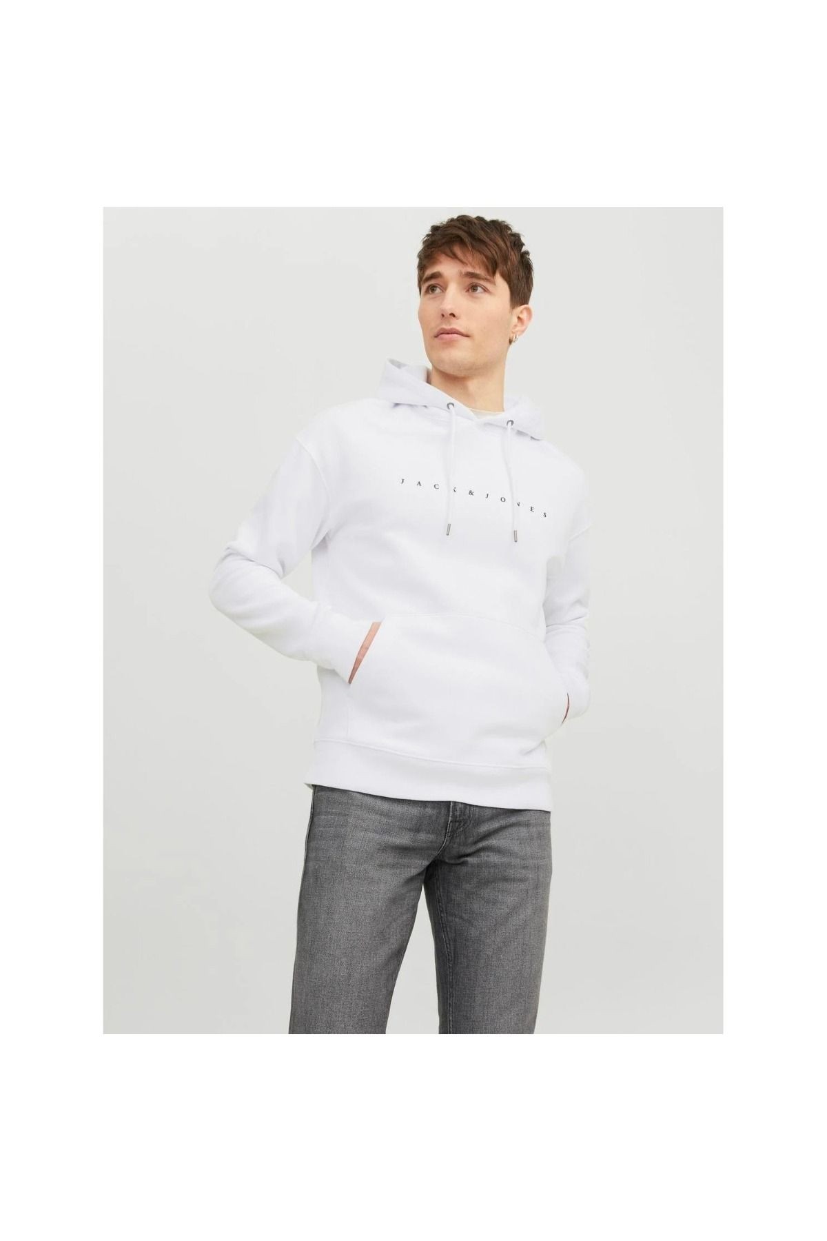 12233972 Jack & Jones Jjestar Jj Sweat Hood Noos Erkek Sweat Black - beyaz