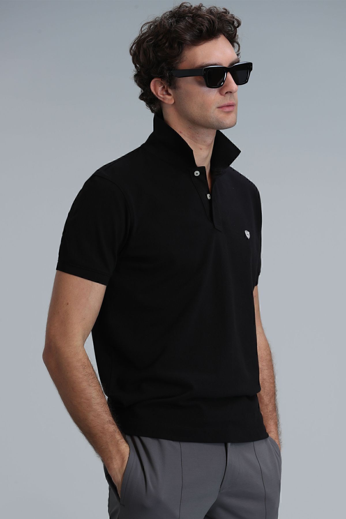 Erkek Laon Smart Polo T-Shirt 111040164 Ö. Başı - siyah