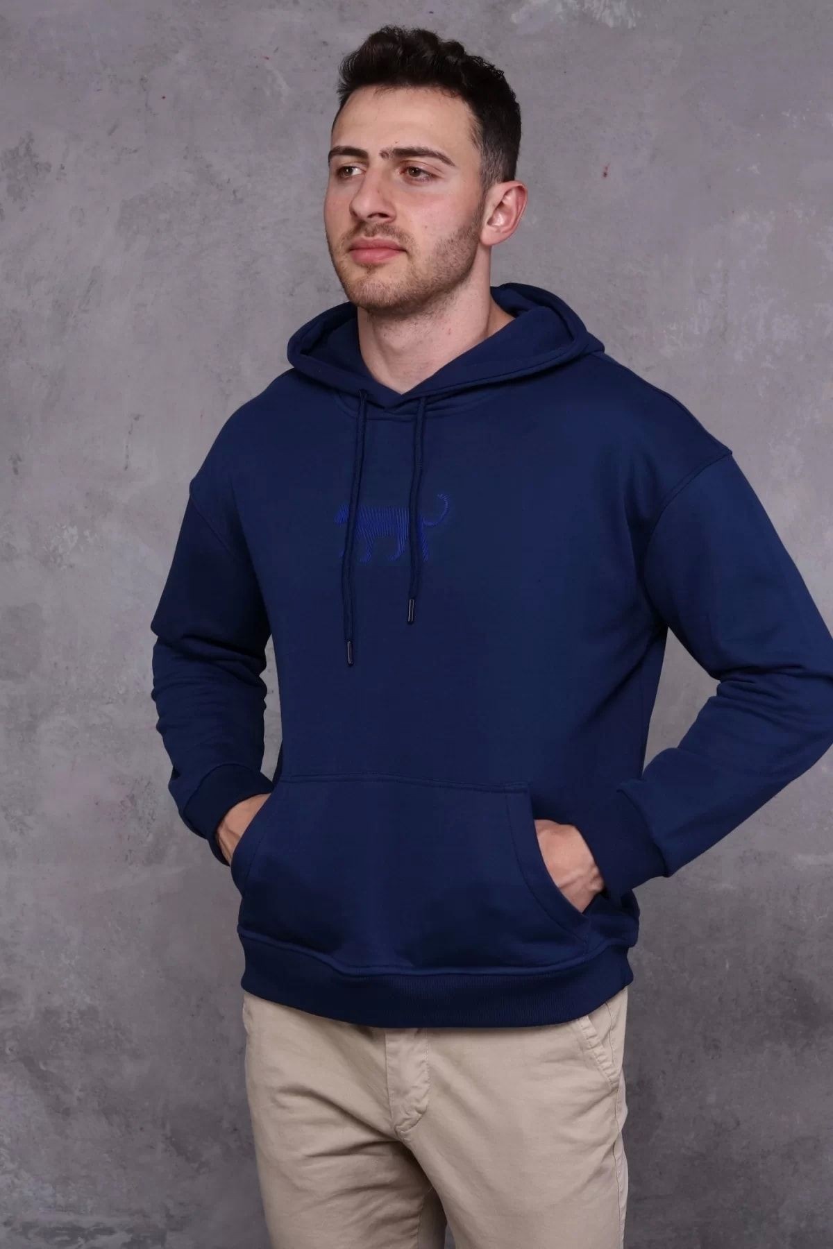 Erkek Midi Baskılı Hoodie