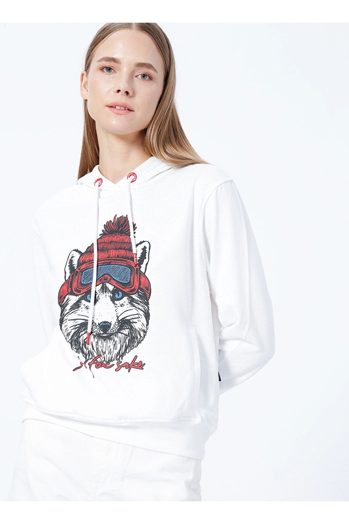 Snowfox Hoodıe Kadın Sweat - Beyaz