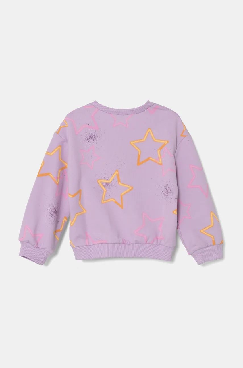 Kız Çocuk Lila Yıldız Desenli Bisiklet Yaka Sweatshirt 12-18 Ay