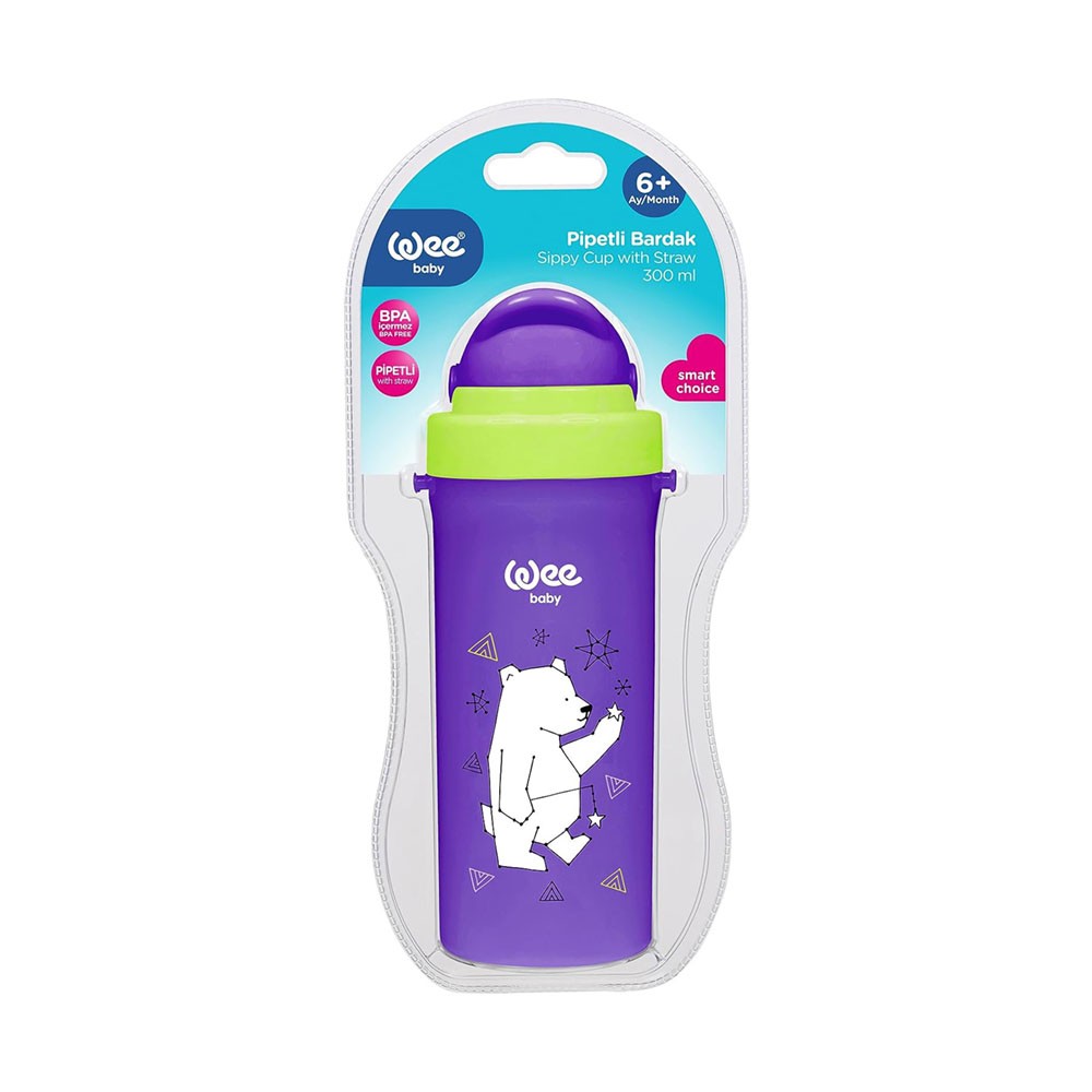 Wee Baby Askılı Pipetli Bardak 300 ml Mor