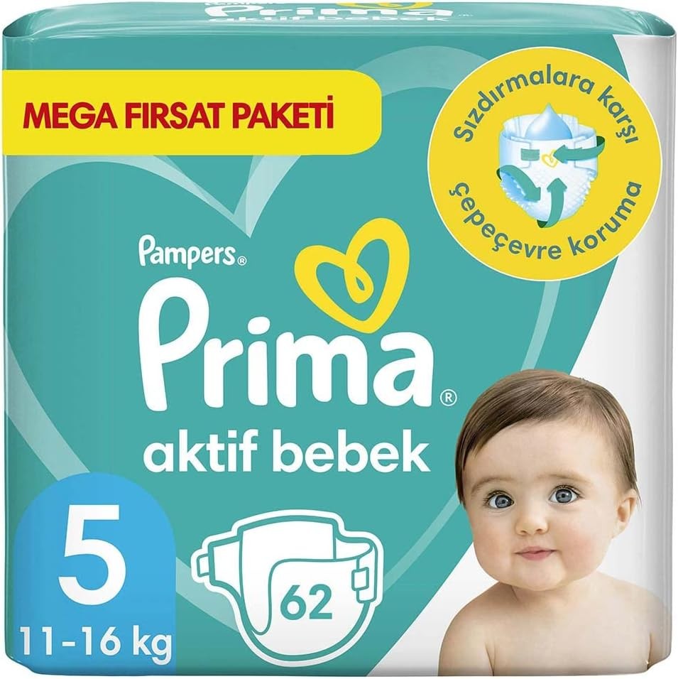 Prima Aktif Bebek Bezi 5 Beden - 62 Adet