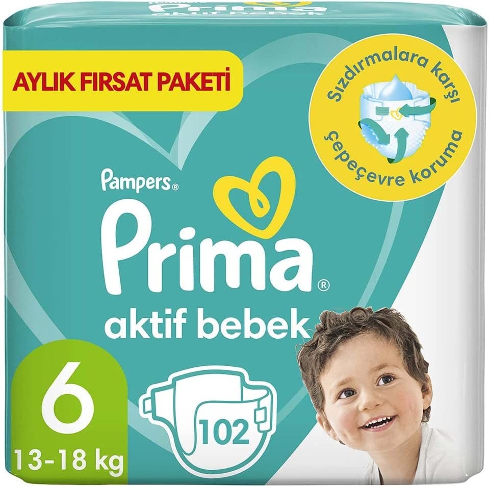 Prima Aktif Bebek Bezi 6 Beden - 102 Adet