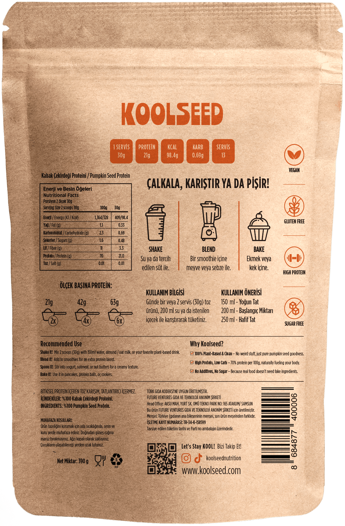  Orijinal – %100 Kabak Çekirdeği Protein Tozu