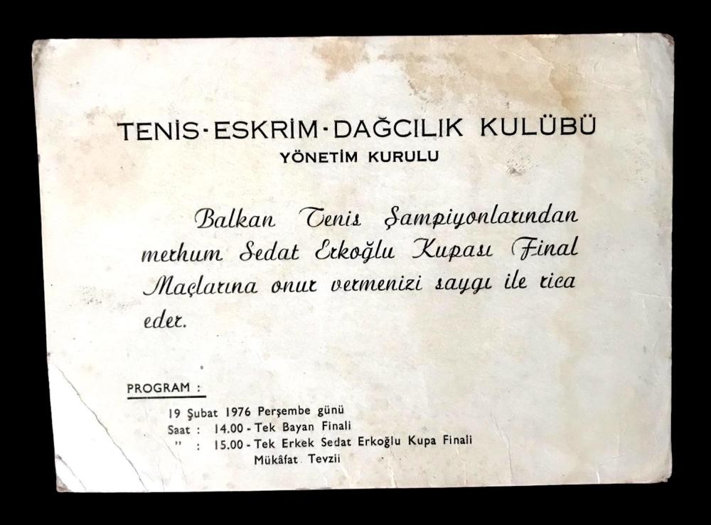 Tenis Eskrim Dağcılık Kulübü - Sedat ERKOĞLU / Davetiye