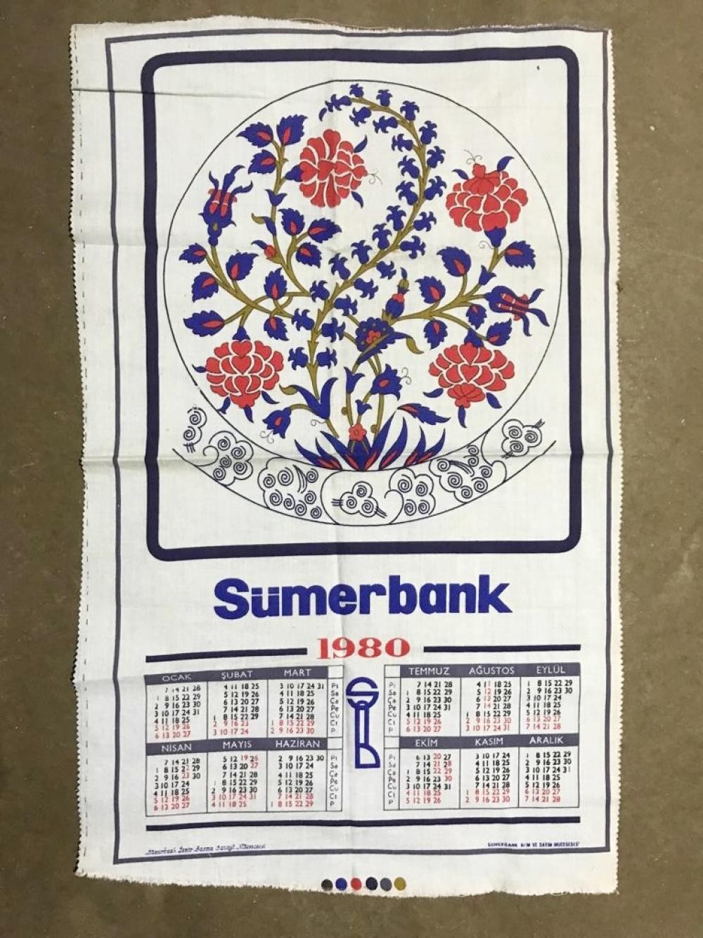 Sümerbank 1980 yılı, bez takvim / 37x58