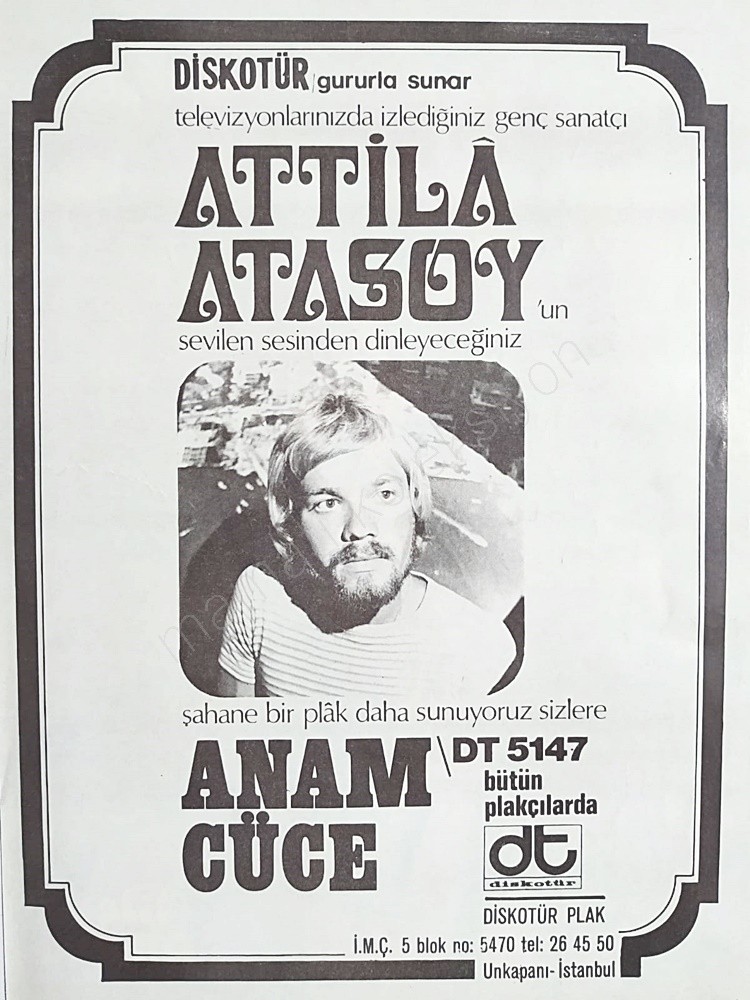 Atilla ATASOY - Anam / Cüce -  - Plak reklamı / Dergi. gazete reklamları