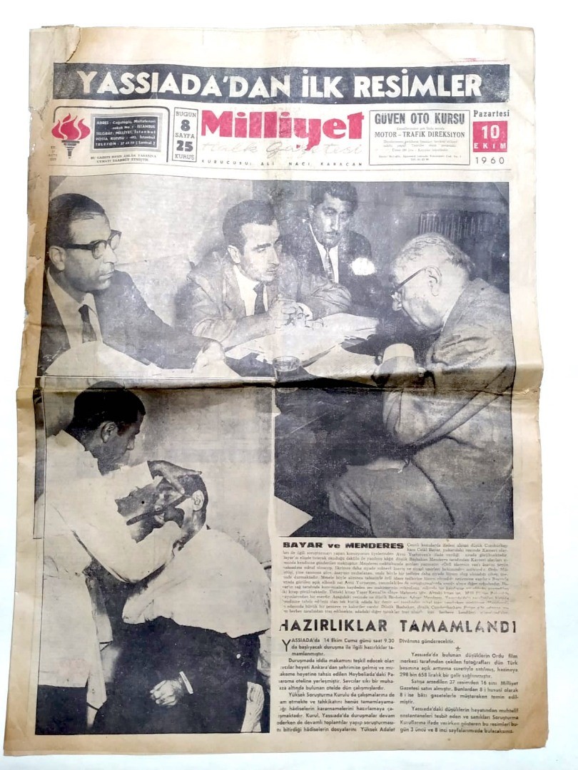 Yassıada'dan ilk resimler / 10 Ekim 1960 Tarihli Milliyet Gazetesi - Şakir Zümre / Gazete