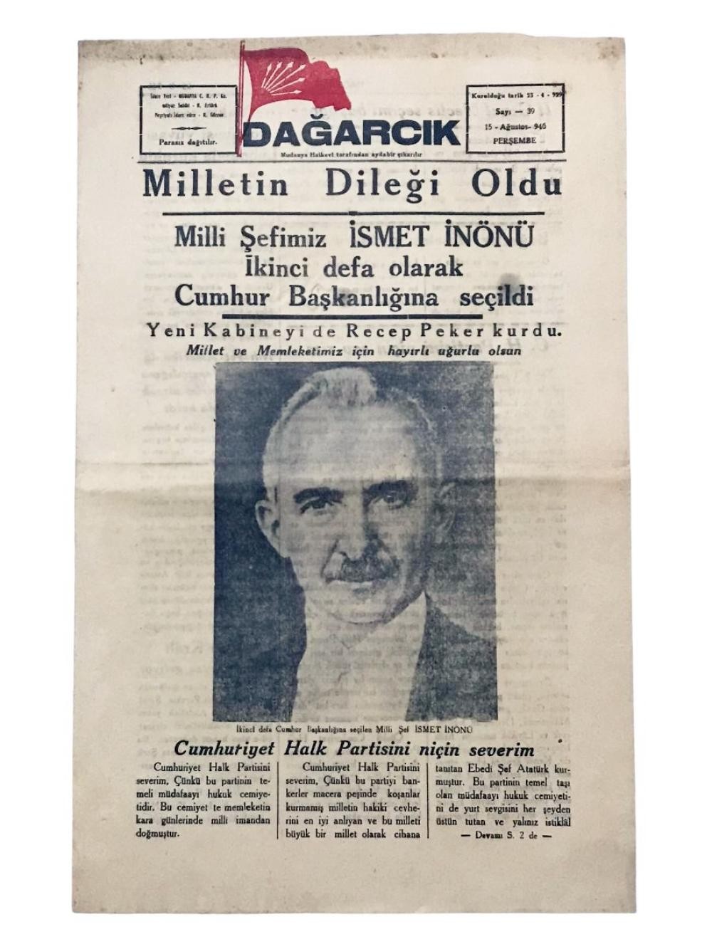 Bursa, Mudanya Halkevi - Dağarcık gazetesi /15 Ağustos 1946