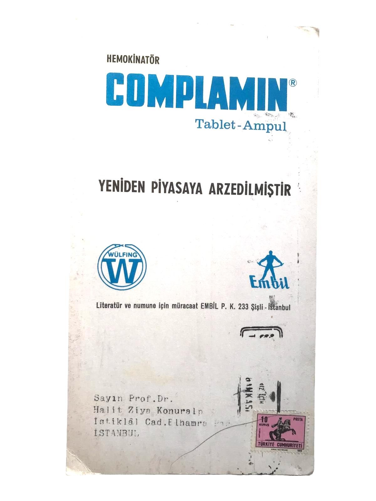 Complamin, Wülfing, Embil ŞİŞLİ - Reklam kart