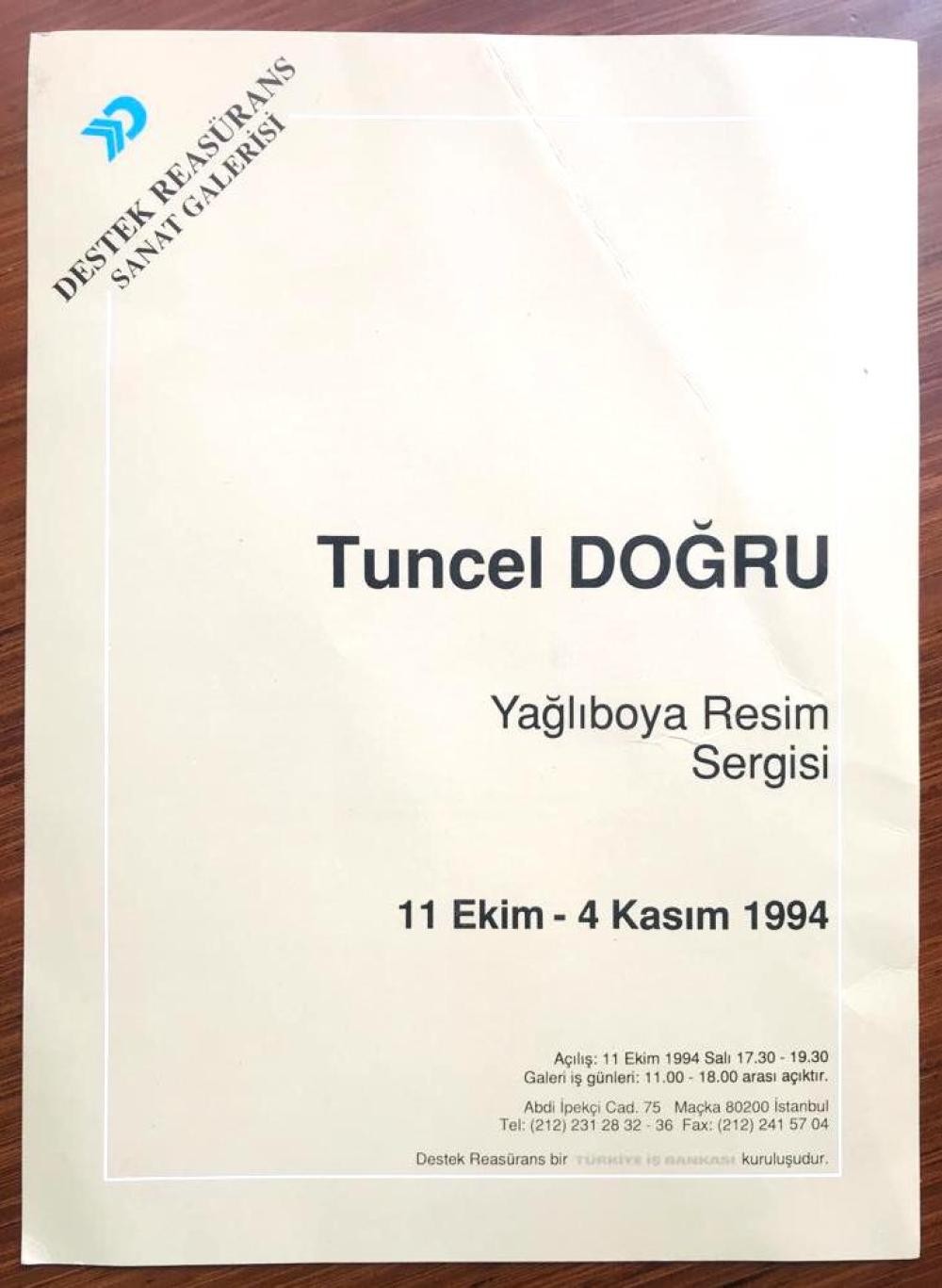 Tuncel DOĞRU Resim Sergisi - Destek Reasürans Sanat Galerisi / Sergi Broşürü