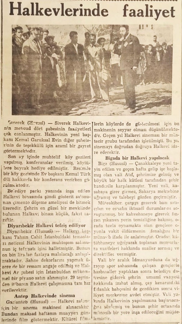 Halkevlerinde faaliyet 1940 - Siverek, Diyarıbekir, Antep / Dergi, gazete reklamı - Efemera