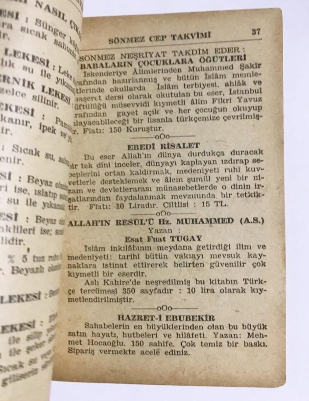 1968 Sönmez Cep Takvimi